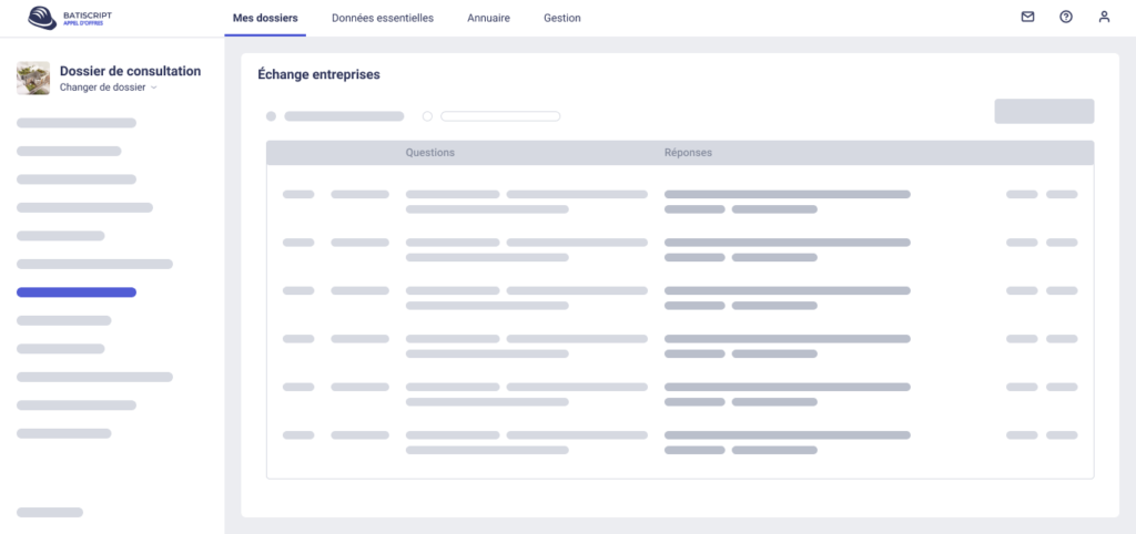 traçabilité des échanges avec les entreprises consultées